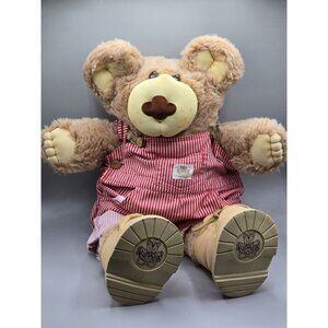 Furskins 1980s LG 23" Xavier Roberts Plush Bear Overalls Red Stuffed Animal VTG